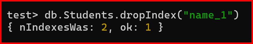Picture showing dropping an index using dropIndex method